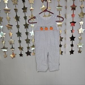 Baby BOUTIQUE Posh pickle long Jon Jon smocked pumpkins 2T fall Gingham Hallowee